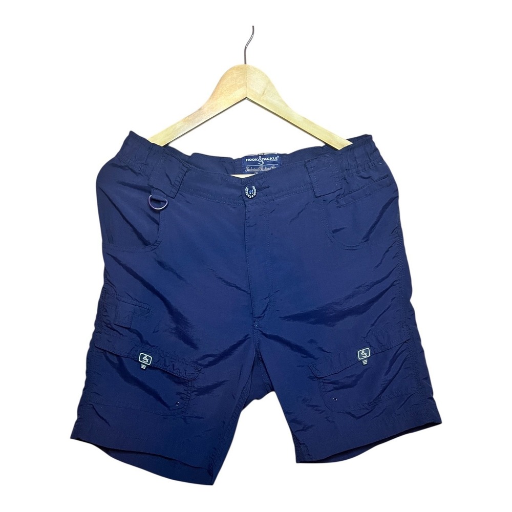 Hook Tackle Mens Navy Blue Cargo Shorts‎ Technical Fishing Gear Size M